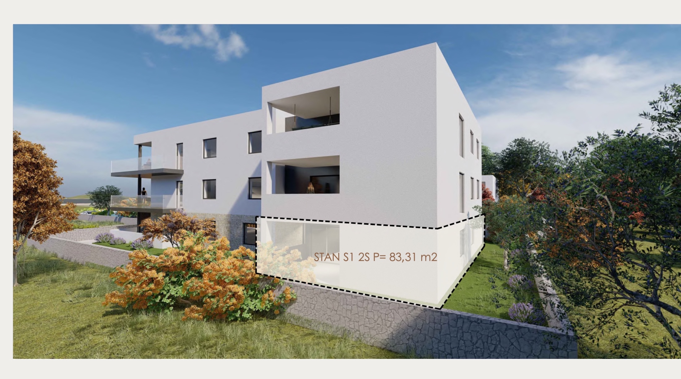 Eksterijer zgrade s označenim stanom S1