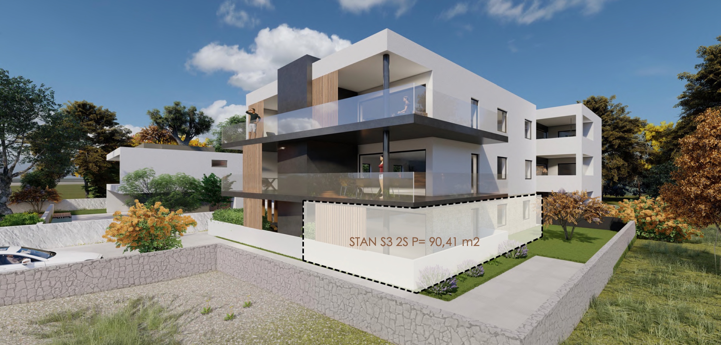 Eksterijer zgrade s označenim stanom S3