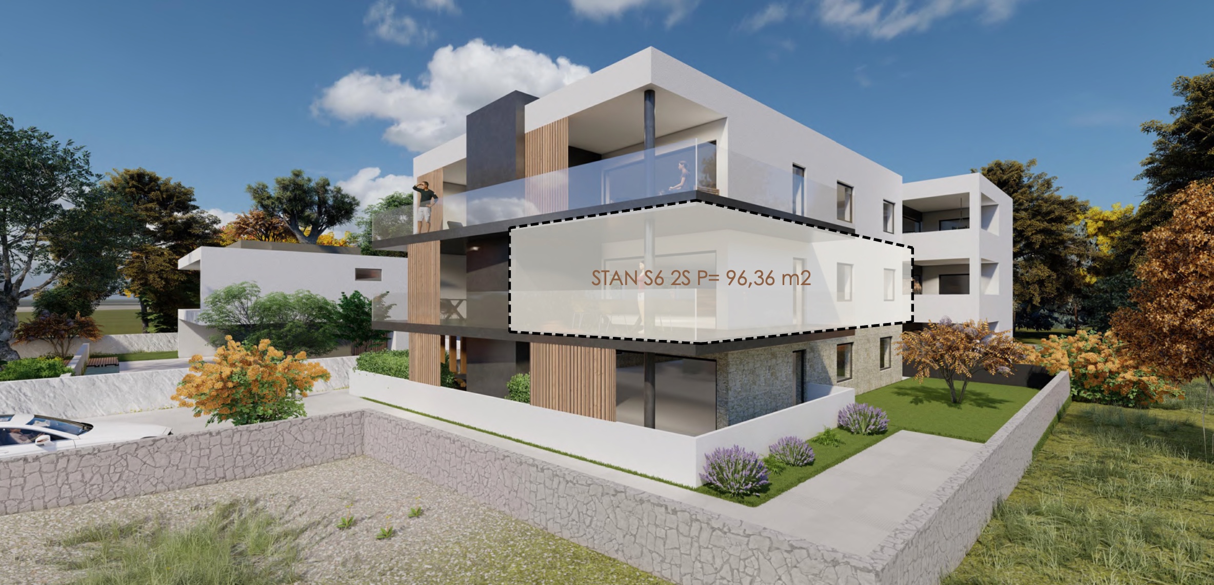 Eksterijer zgrade s označenim stanom S6