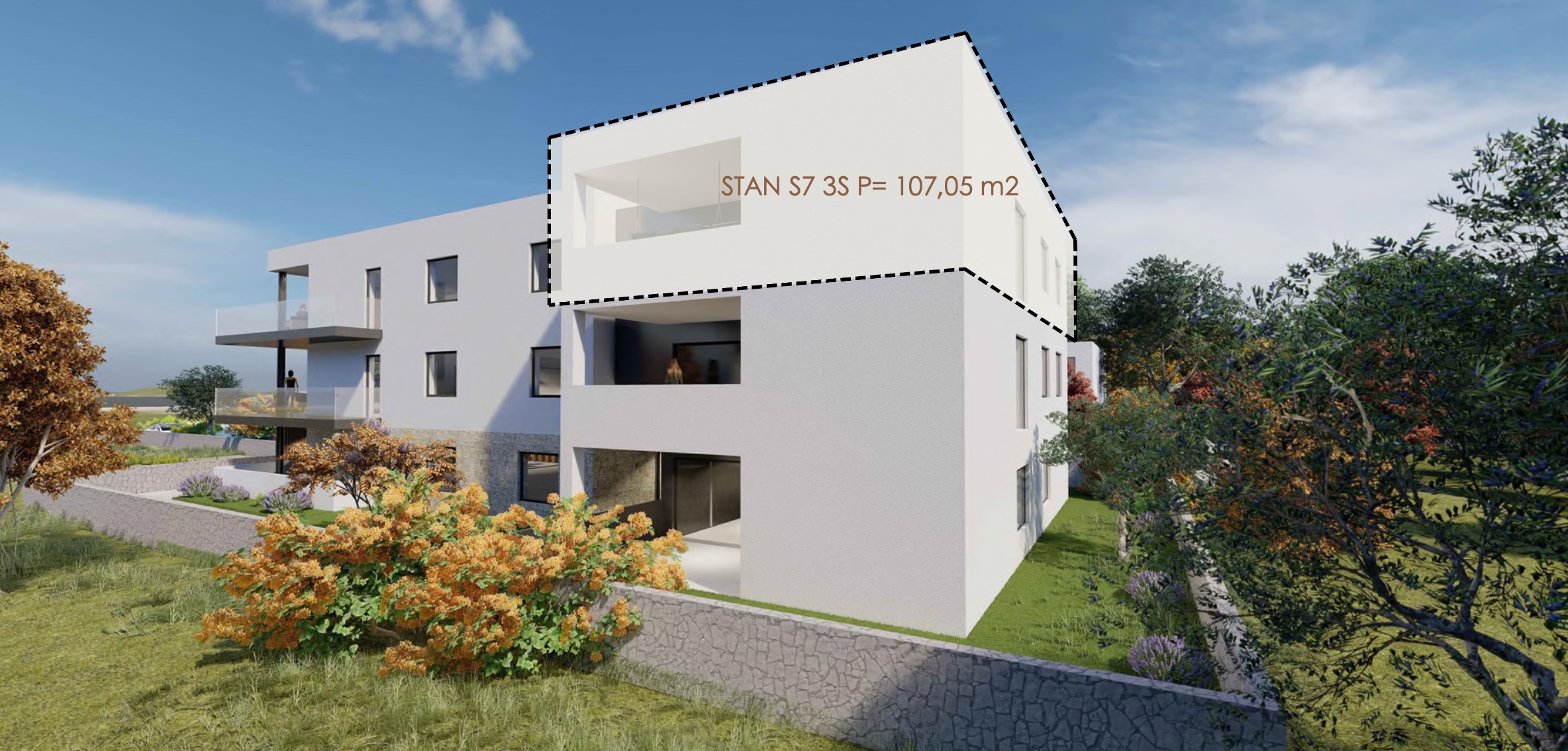 Eksterijer zgrade s označenim stanom S7