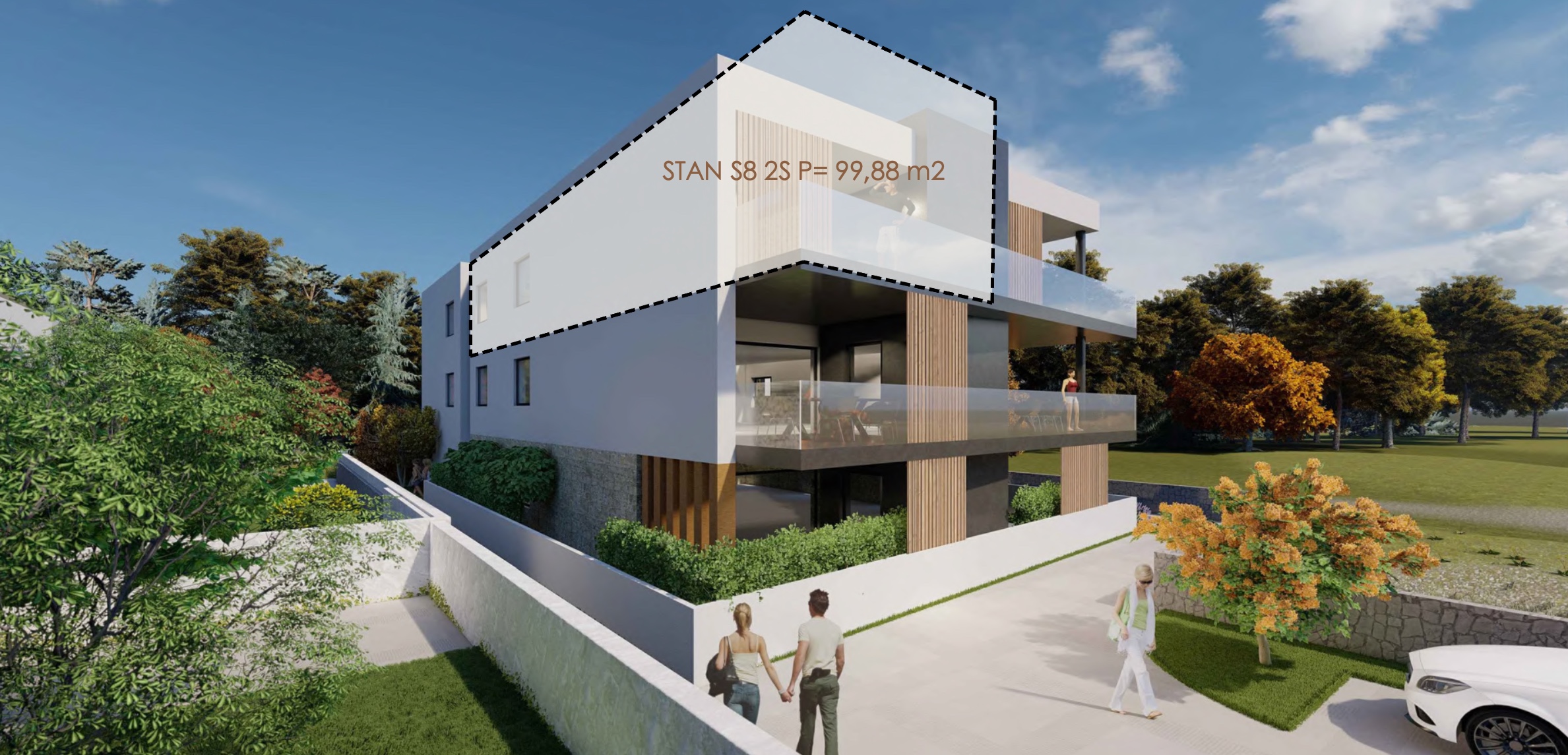 Eksterijer zgrade s označenim stanom S8